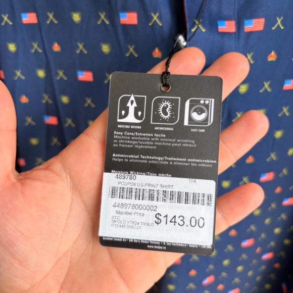 BRAND NEW FJ GOLF Polo Presidents Cup USA flag lightweight polyester NWT - Picture 4 of 11